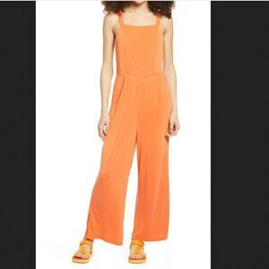 BP Easy Sleeveless Knit Jumpsuit in Tangerine Orange‎
